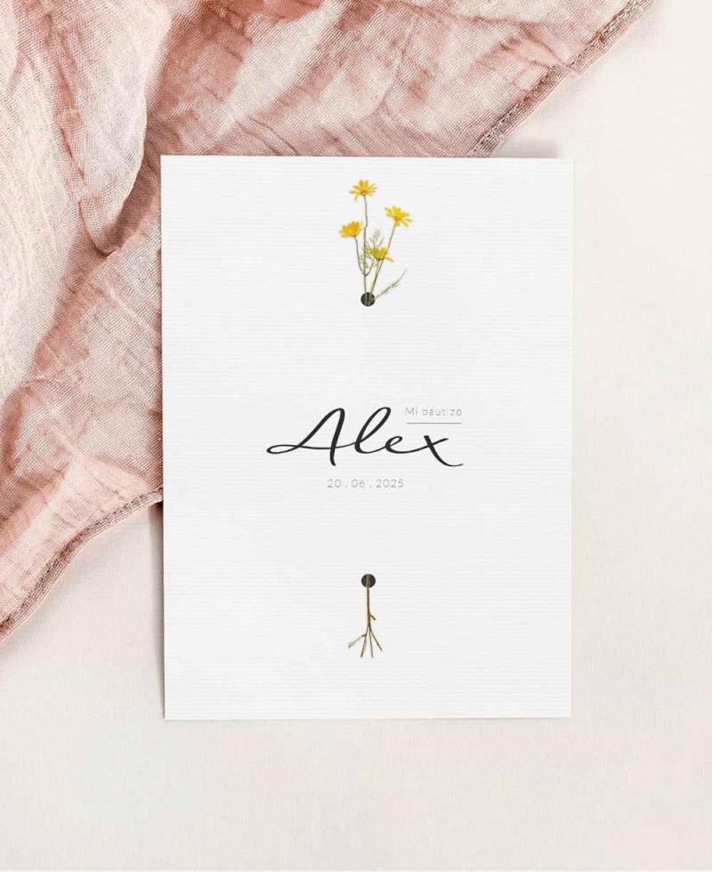 Einladung zur Taufe mit minimaler Blume Einladung zur Taufe mit minimaler Blume