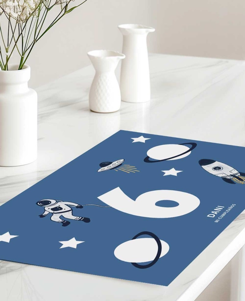 Individual tablecloth for birthday tables astronaut space