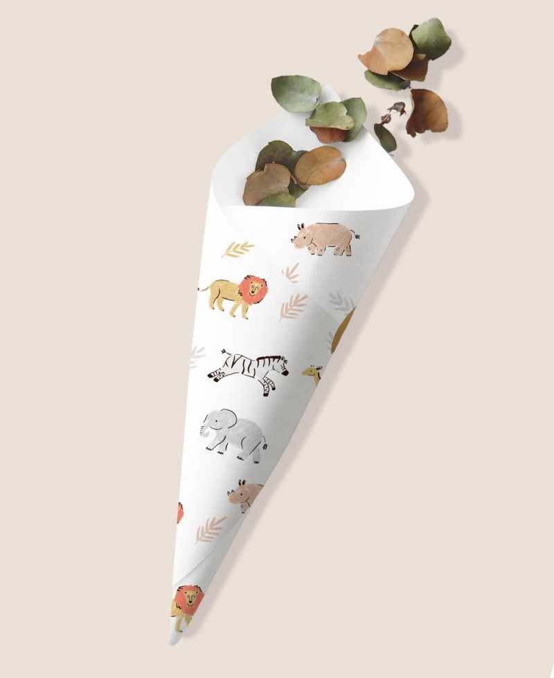 Cono di caramelle di compleanno degli animali della giungla Cono di caramelle di compleanno degli animali della giungla