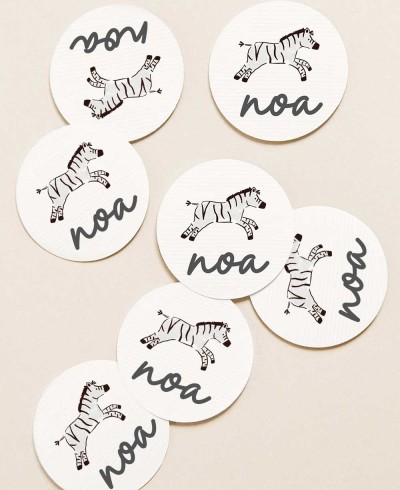 Circular stickers for jungle birthday gifts