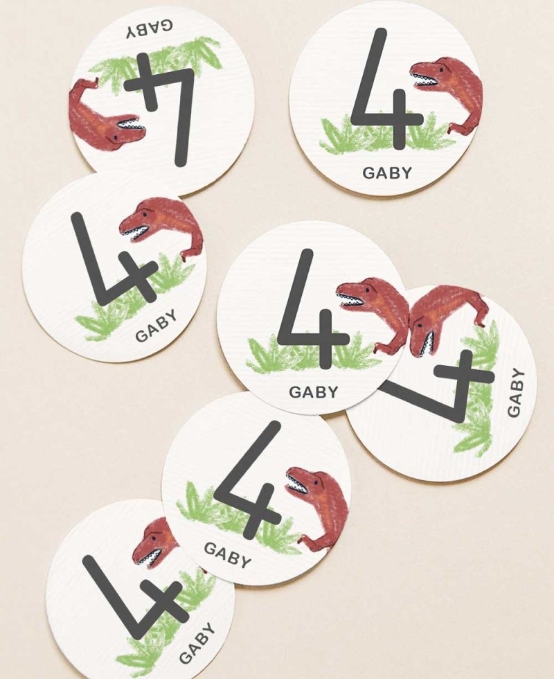 Adesivos circulares para presentes de aniversário de dinossauros Adesivos circulares para presentes de aniversário de dinossauros