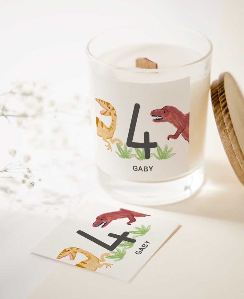Pegatina cuadrada para cumpleaños dinosaurios
