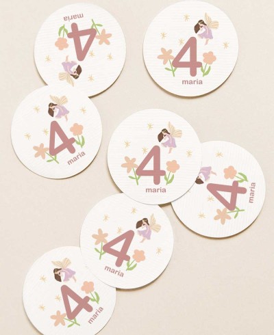 Pegatinas circulares para regalos de cumpleaños princesas