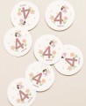 Pegatinas circulares para regalos de cumpleaños princesas