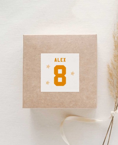 Pegatinas cuadradas para regalos de cumpleaños baloncesto