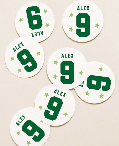 Adesivos circulares para presentes de aniversário futebol