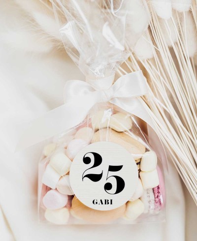 Birthday details sophisticated round sticker