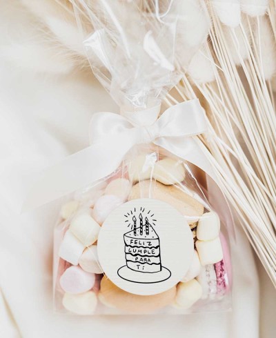 Detalhes do aniversário Adesivo de bolo redondo