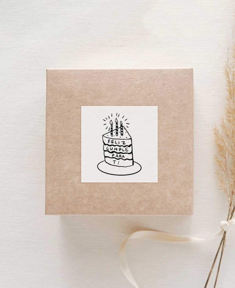 Pegatinas cuadradas para regalos de cumpleaños pastel con velas Pegatinas cuadradas para regalos de cumpleaños pastel con velas