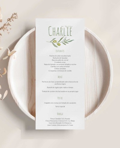 Menu para batismo de pombo azeitona