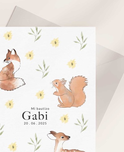 Convite de batismo Zoom com animais fofos
