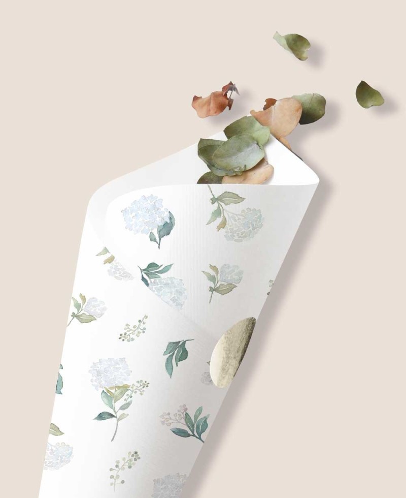Konfetti Kegel für botanische Hochzeiten blaue Hortensien Konfetti Kegel für botanische Hochzeiten blaue Hortensien