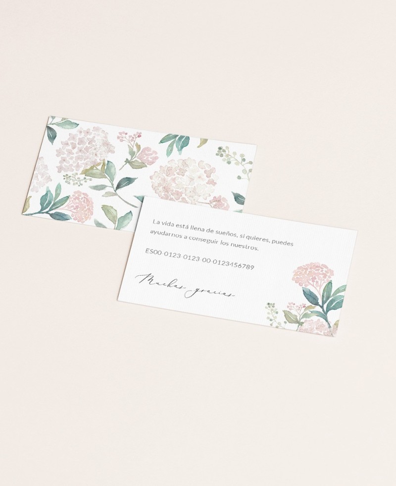 Carte de registre de mariage hortensias roses