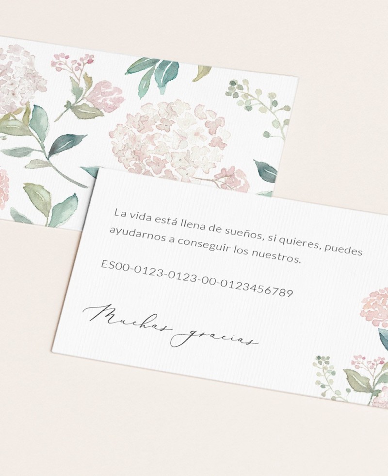 Zoom Rosa Hortensie Hochzeitskarten