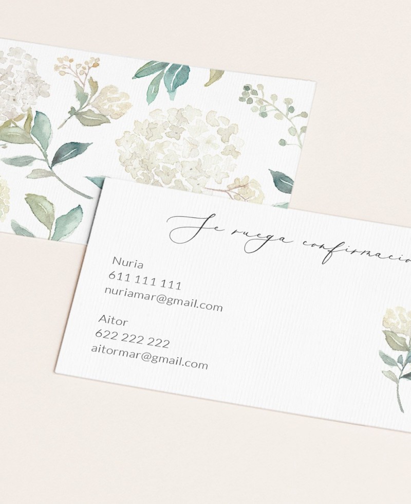 Zoom Hortensia blanc Cartes de confirmation de mariage