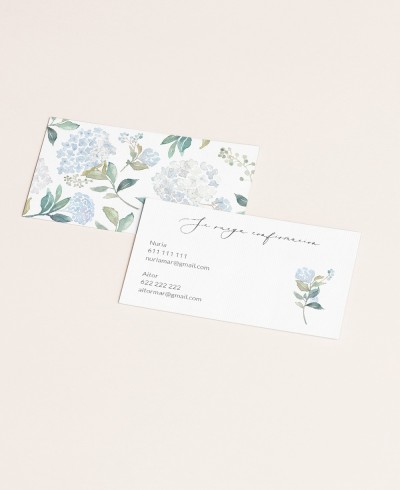Carte de confirmation de mariage hortensia bleu