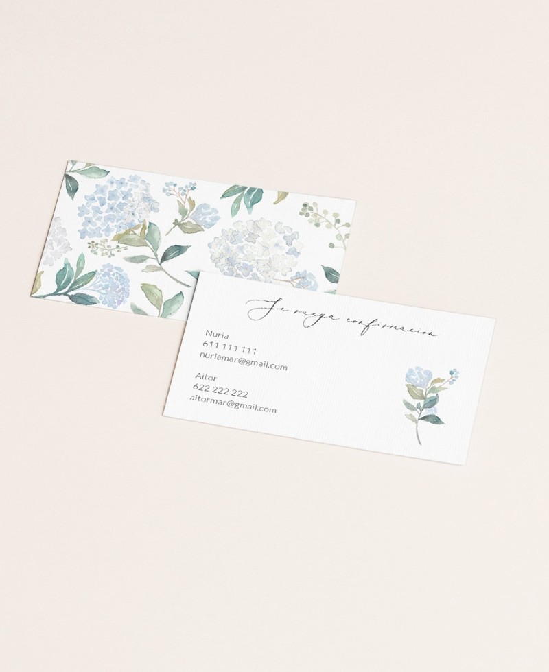 Biglietto di Cresima Matrimonio Ortensia Blu