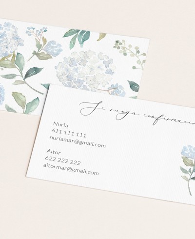 Zoom Blue Hydrangea Biglietti di Conferma Matrimonio