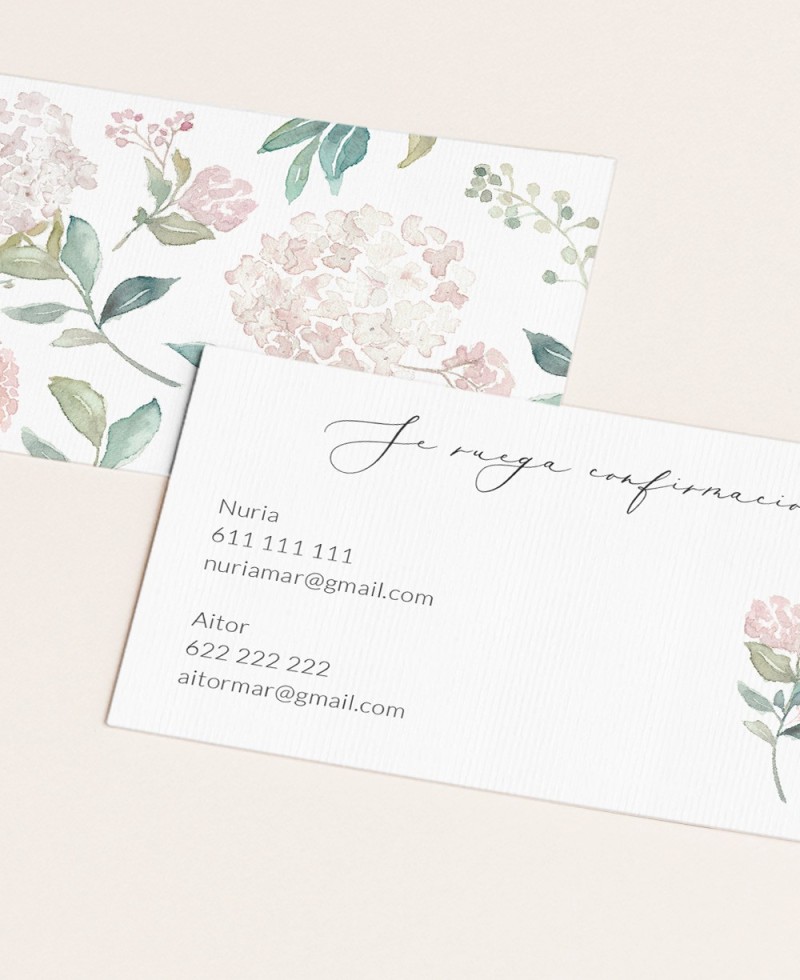 Zoom Wedding Confirmation Cards Pink Hydrangeas