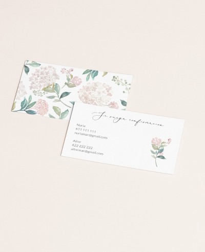 Cartolina di conferma del matrimonio ortensie rosa