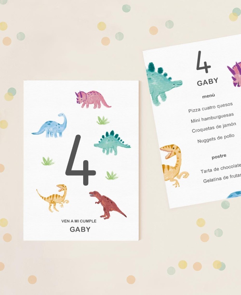 Menu di compleanno per bambini animali dinosauri