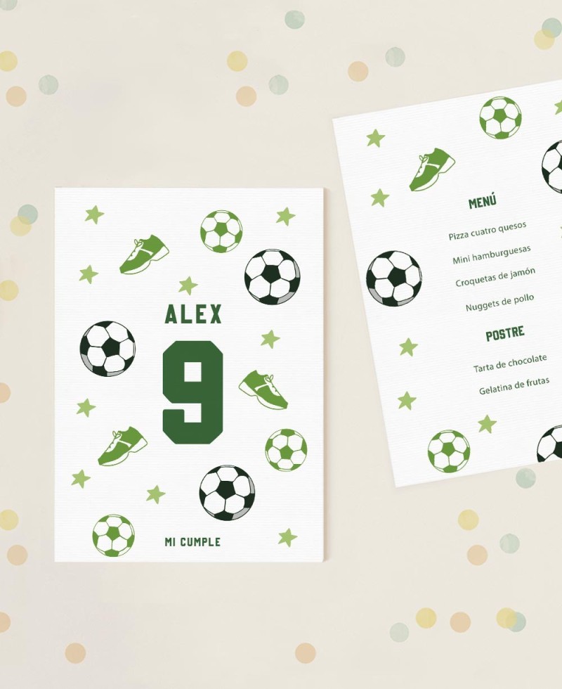 Menu per il calcio di compleanno dei bambini