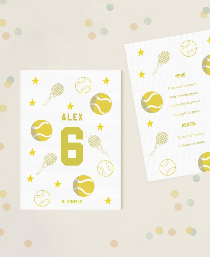 Menu para tênis de aniversário infantil
