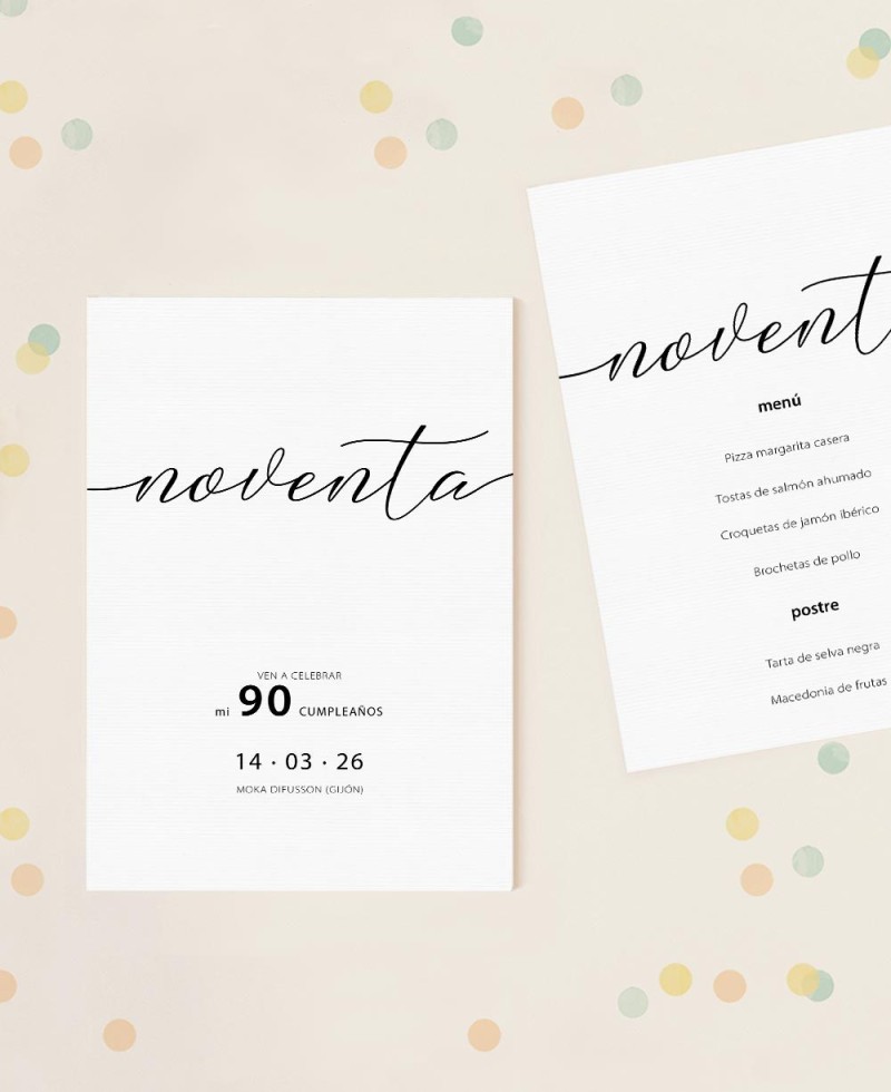 Menu di compleanno calligrafico per adulti