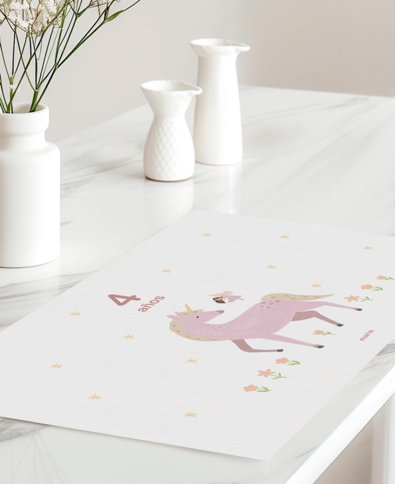 Unicorn and fairy birthday table placemat