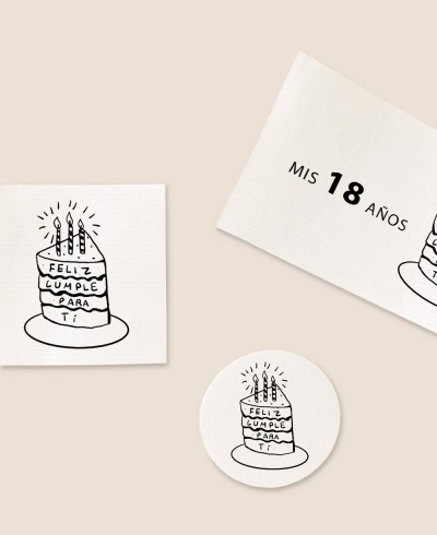 Pegatinas Rectangulares Horizontales Pastel de Cumpleaños | Marmarina