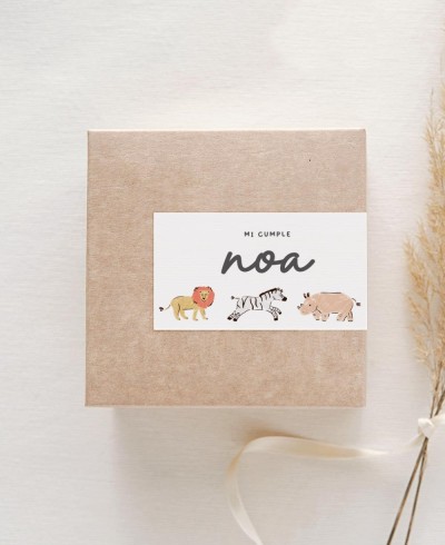 Autocollants rectangulaires horizontaux pour anniversaire jungle