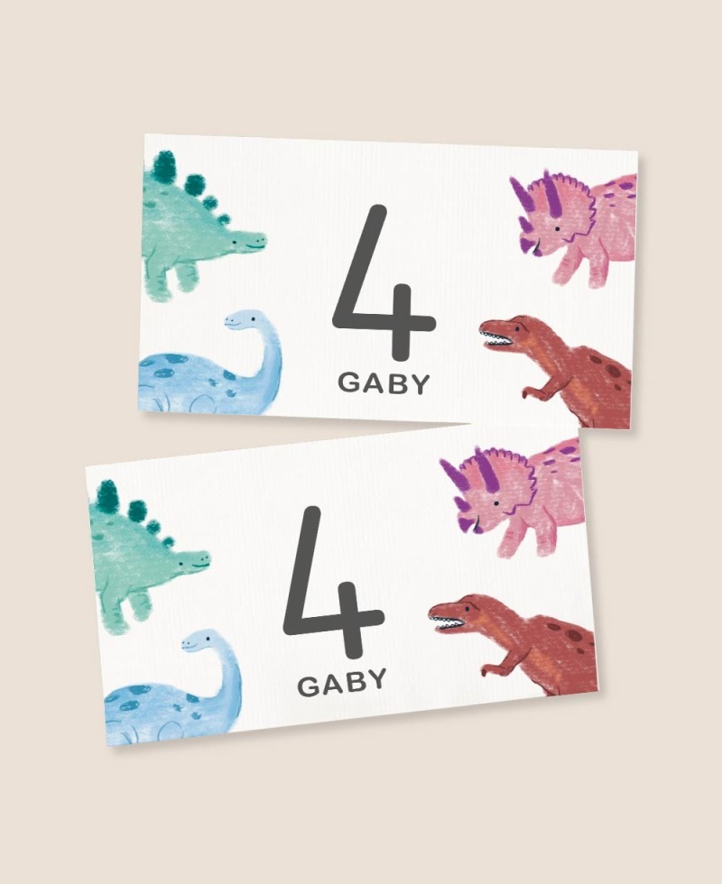 Pegatinas horizontales para cumpleaños dinos