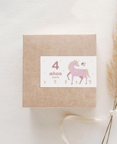 Pegatinas rectangulares horizontales para cumpleaños princesas