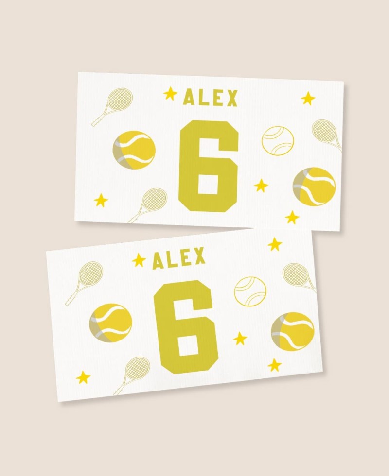 Pegatinas horizontales para cumpleaños tenis