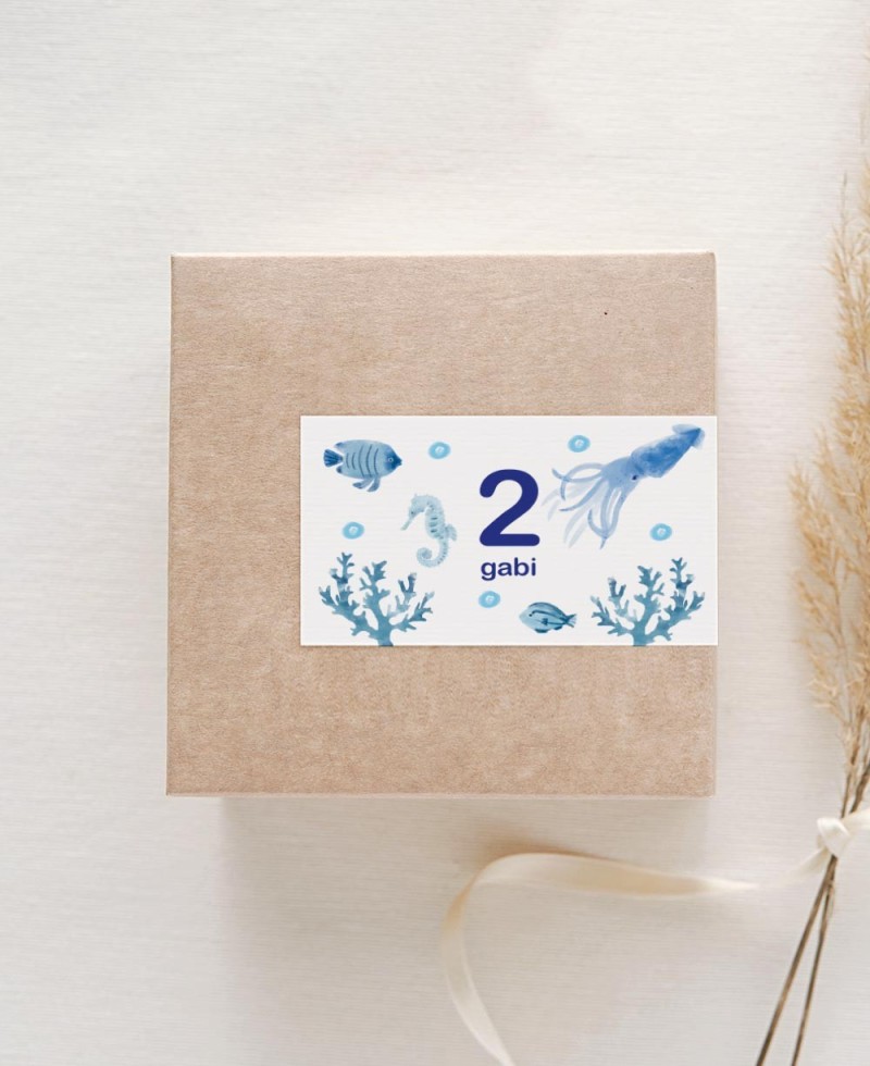 Autocollants rectangulaires horizontaux pour anniversaire mer
