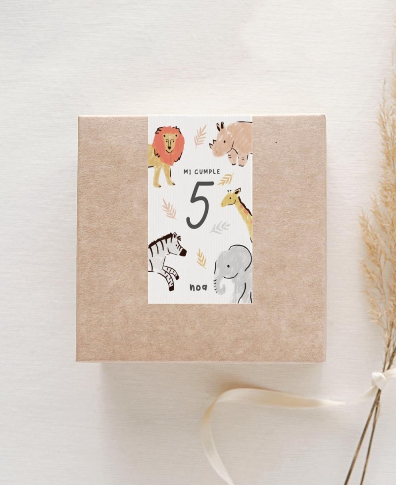 Autocollants verticaux pour cadeaux d’anniversaire animaux jungle Autocollants verticaux pour cadeaux d’anniversaire animaux jungle