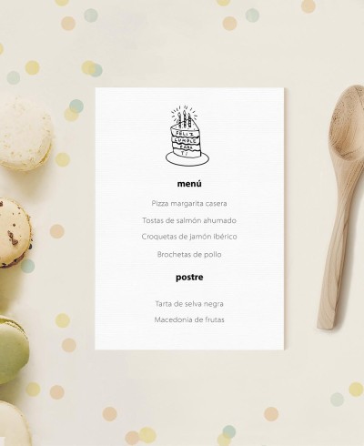 Menu de aniversário de bolo de vela