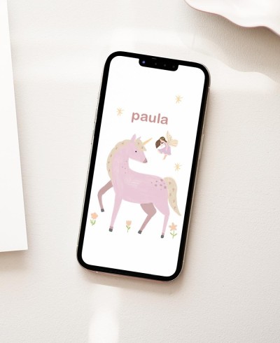 Invito di compleanno digitale, principesse, unicorno e fata