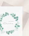 Zoom carte d’invitation baptême eucalyptus nature