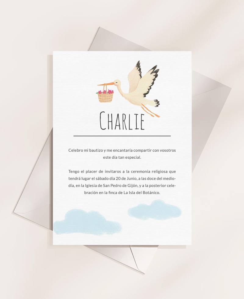 Baptism invitations animal collection baby stork Baptism invitations animal collection baby stork