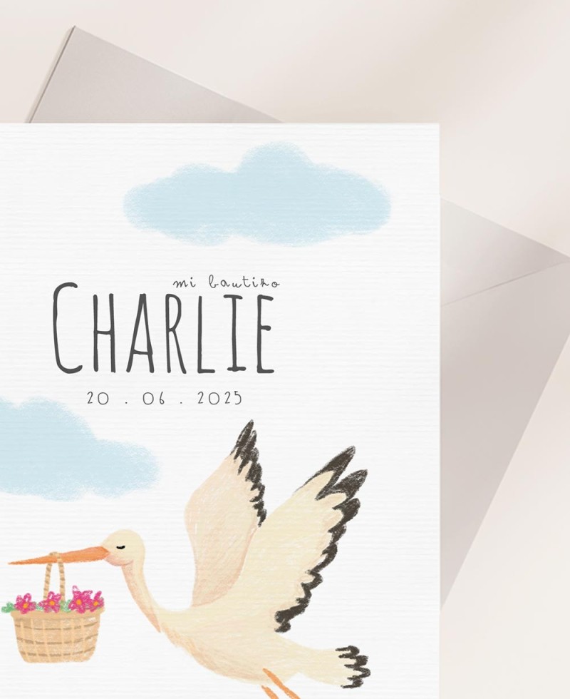 Zoom baptism invitation card animals stork Zoom baptism invitation card animals stork