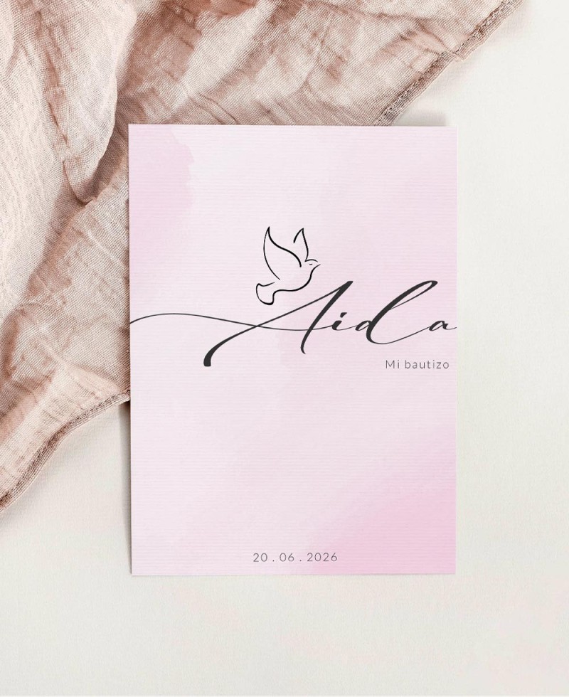 Personalisierte Taufeinladung Aquarell Mädchen Personalisierte Taufeinladung Aquarell Mädchen