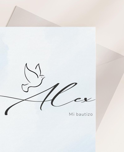 Zoom cartão de convite de batismo aquarela azul bebê