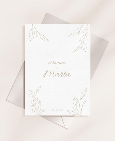 Convites para batismos coleção clássica aquarela oliveira botânica