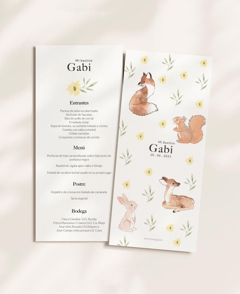Menu pour les baptêmes animaux jungle Menu pour les baptêmes animaux jungle