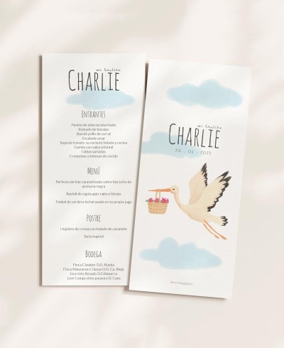 Menu para batismos cegonha-do-céu