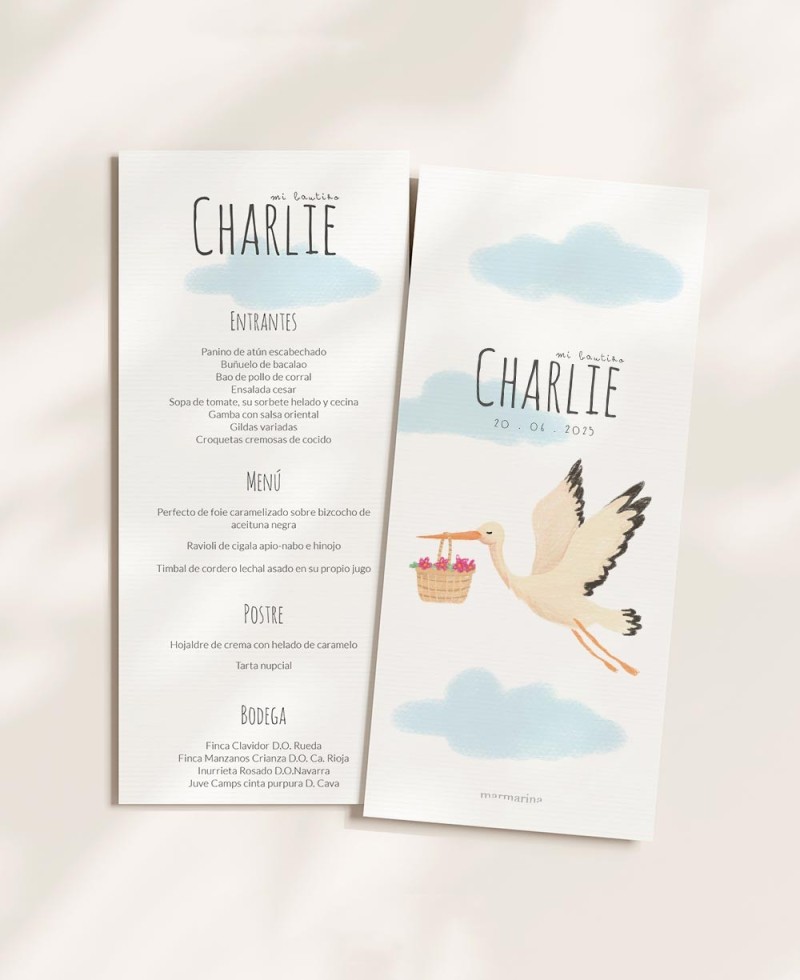 Menu pour les baptêmes cigogne Menu pour les baptêmes cigogne