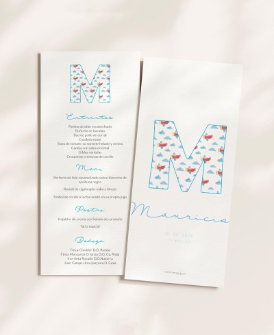 Menu para batismos iniciais nuvens