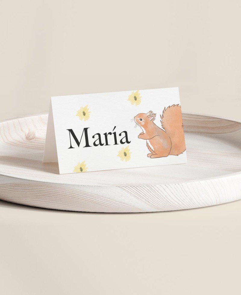 Puesto de mesa plegado para bautizos colección bosque Puesto de mesa plegado para bautizos colección bosque