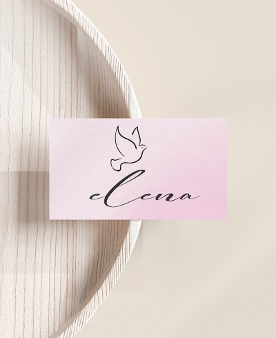 Colombe aquarelle rose baptême espace réservé